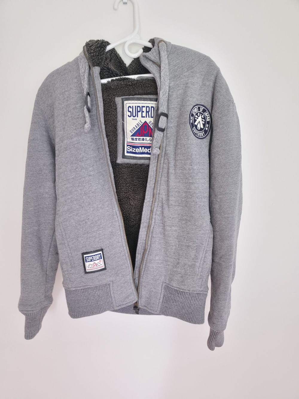 Superdry Gray Sherpa-Lined Men's Zip Hoodie Jacket